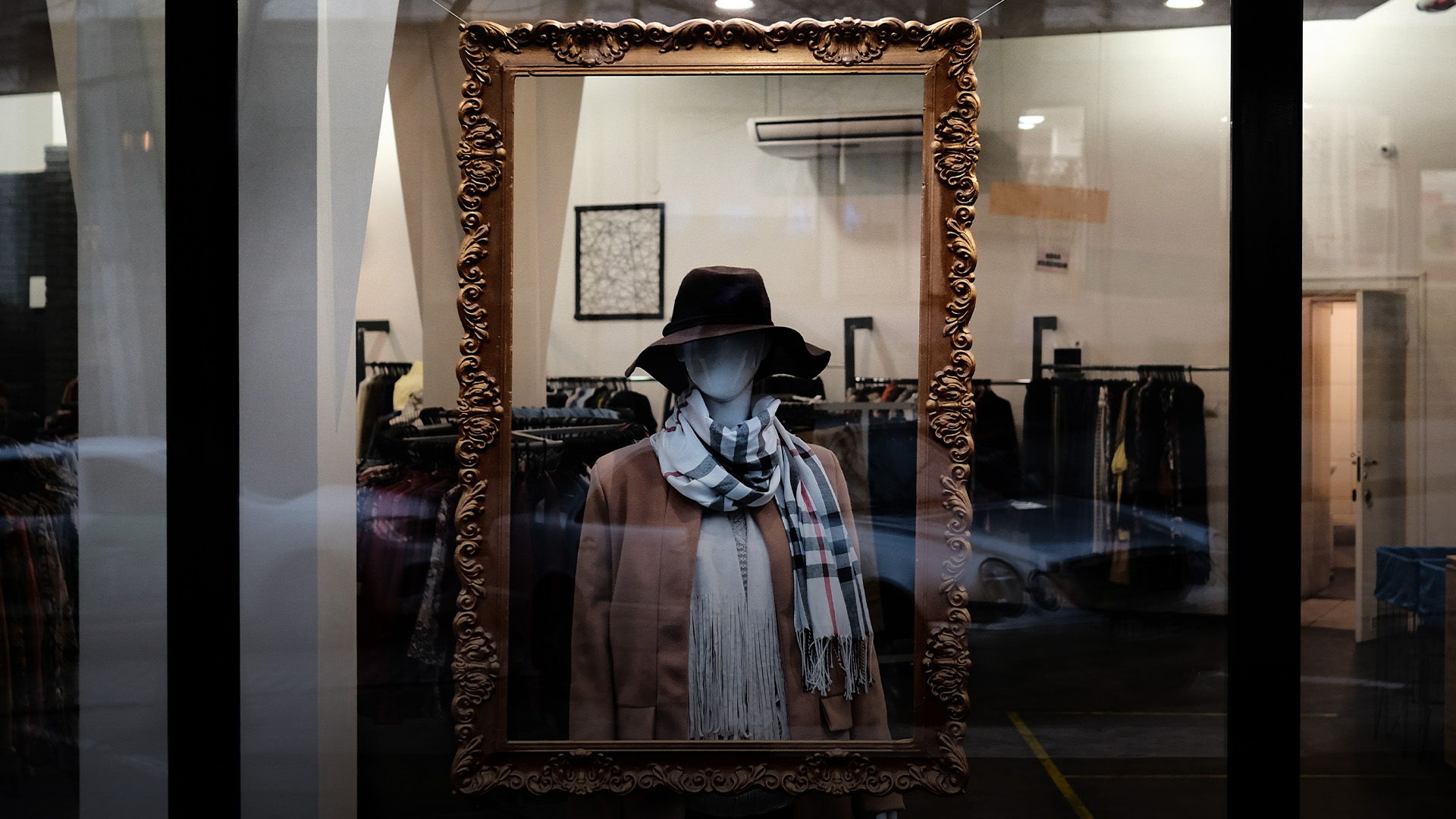 mannequin through shop window